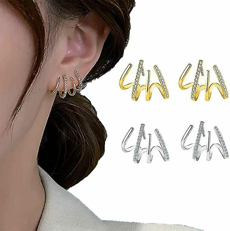 Shiny Earrings Cuff For Women Ear Piercing Studs