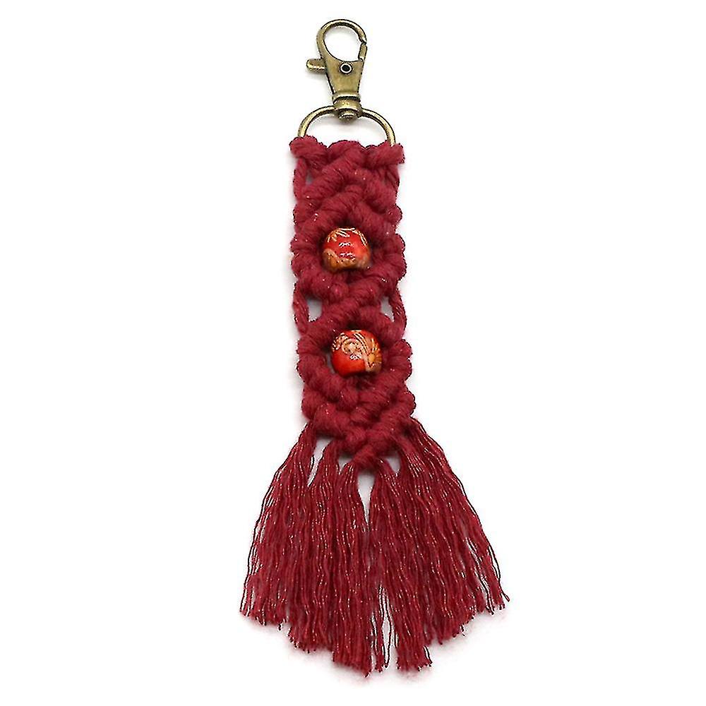 Mini Macrame Keychains Boho Macrame Bag Charms Compatible With Car Key