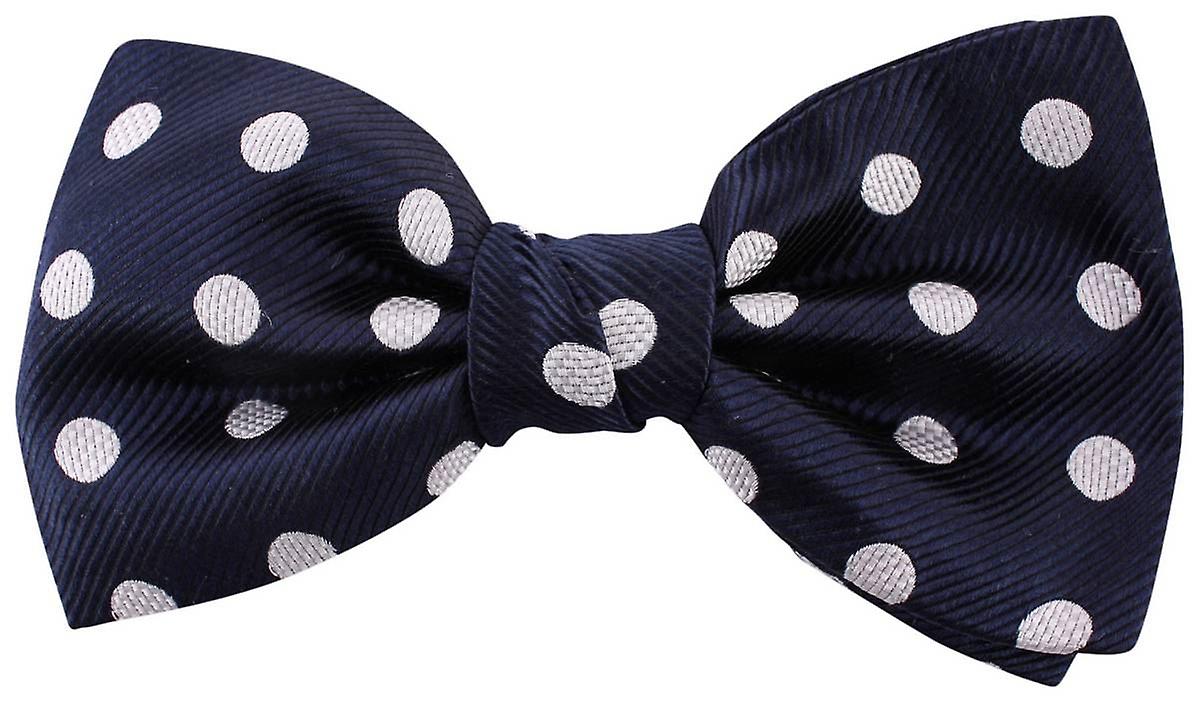 Knightsbridge Neckwear Polka Dot Silk Bow Tie - Navy/White