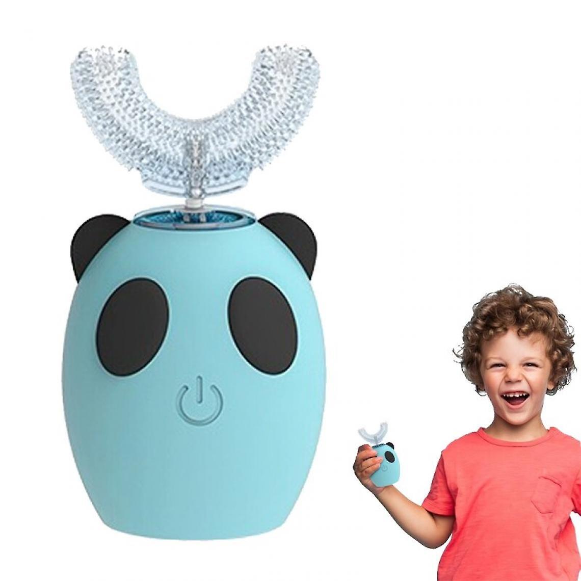 Spazzolino elettrico a 360 gradi, suono U, silicone, spazzolino automatico ad ultrasuoni, spazzolino da denti a luce blu per bambini Spazzolino elettrico (blu)