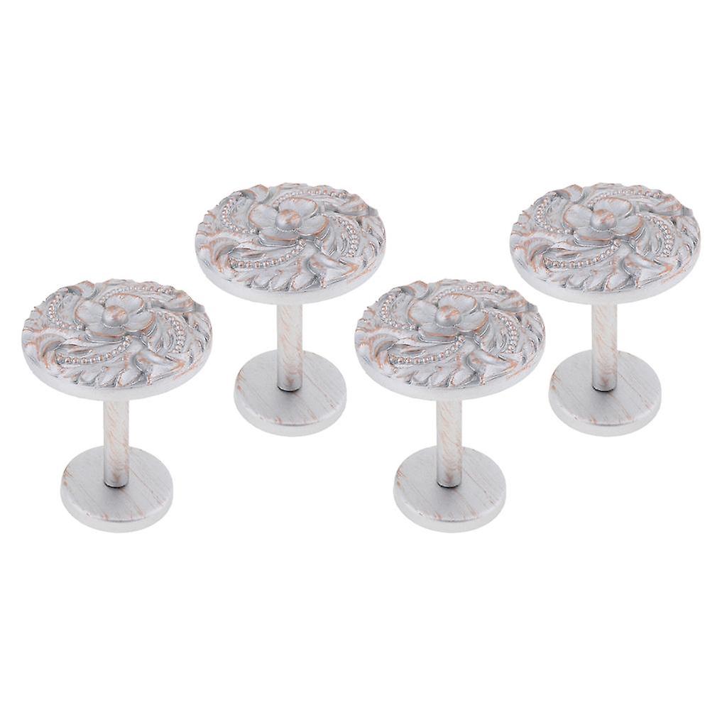 4 Pcs Curtain Holdbacks Tiebacks Hook Paint 100% Handmade Carved Silver