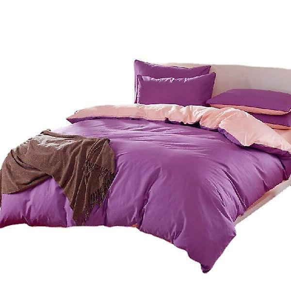 Pure Cotton Bedding Sets - 3 Or 4pcs, Assorted Colors: Purple, Pink