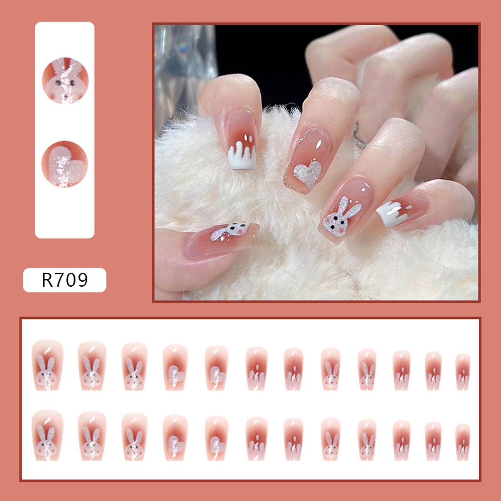 Gradient Rabbit Artificial Nails Charming Com