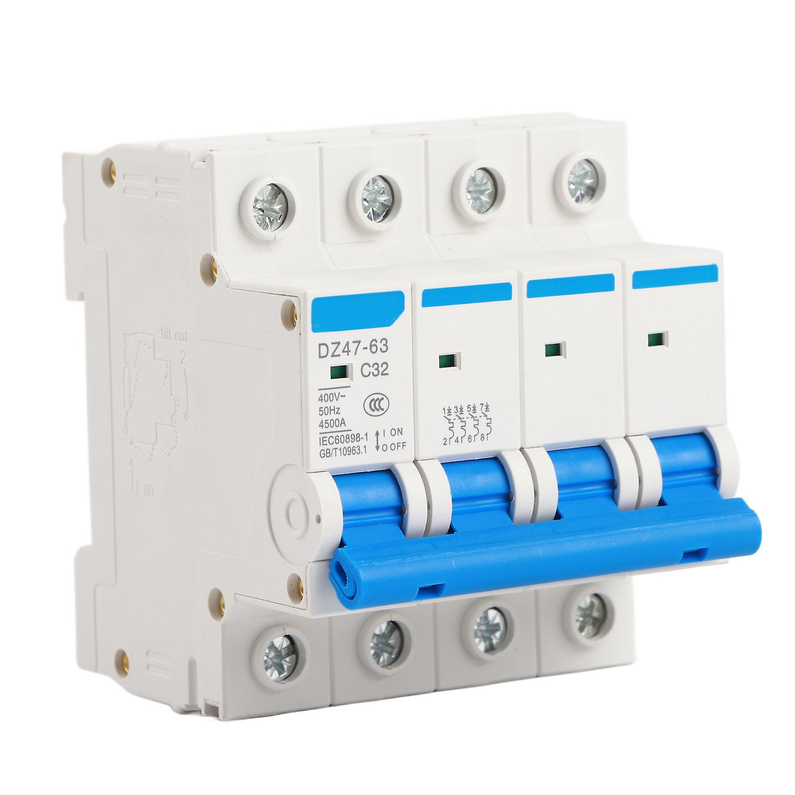Fictory Circuit Breaker Fictory Miniature RCCB Residual Current Circuit Breaker, 4P, 32A, 400V, Current Protection Device for Electrical Systems,
