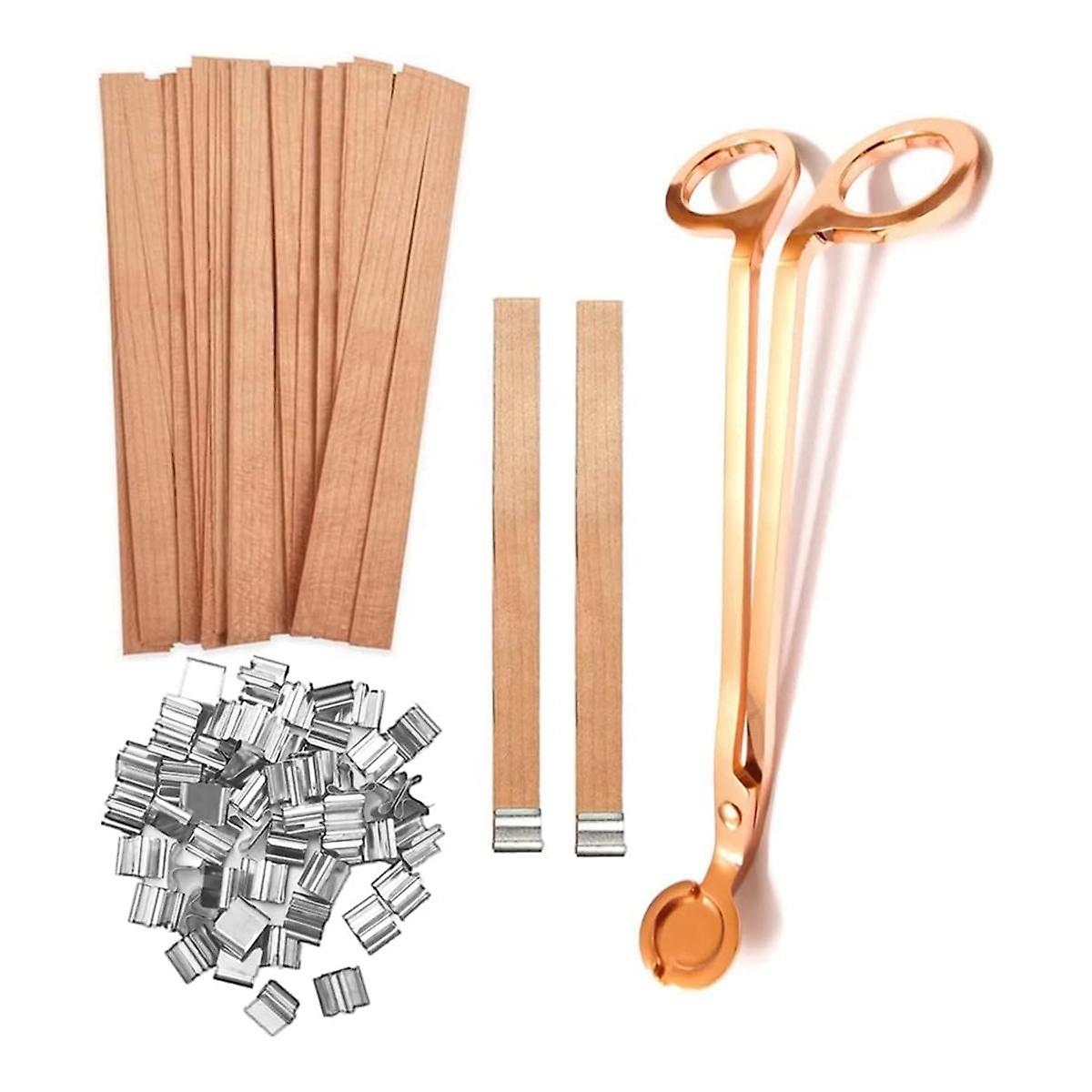 100 stk. trævæger til stearinlys, trævæger til stearinlys. Fremstilling af røgfri trævæger til stearinlys.