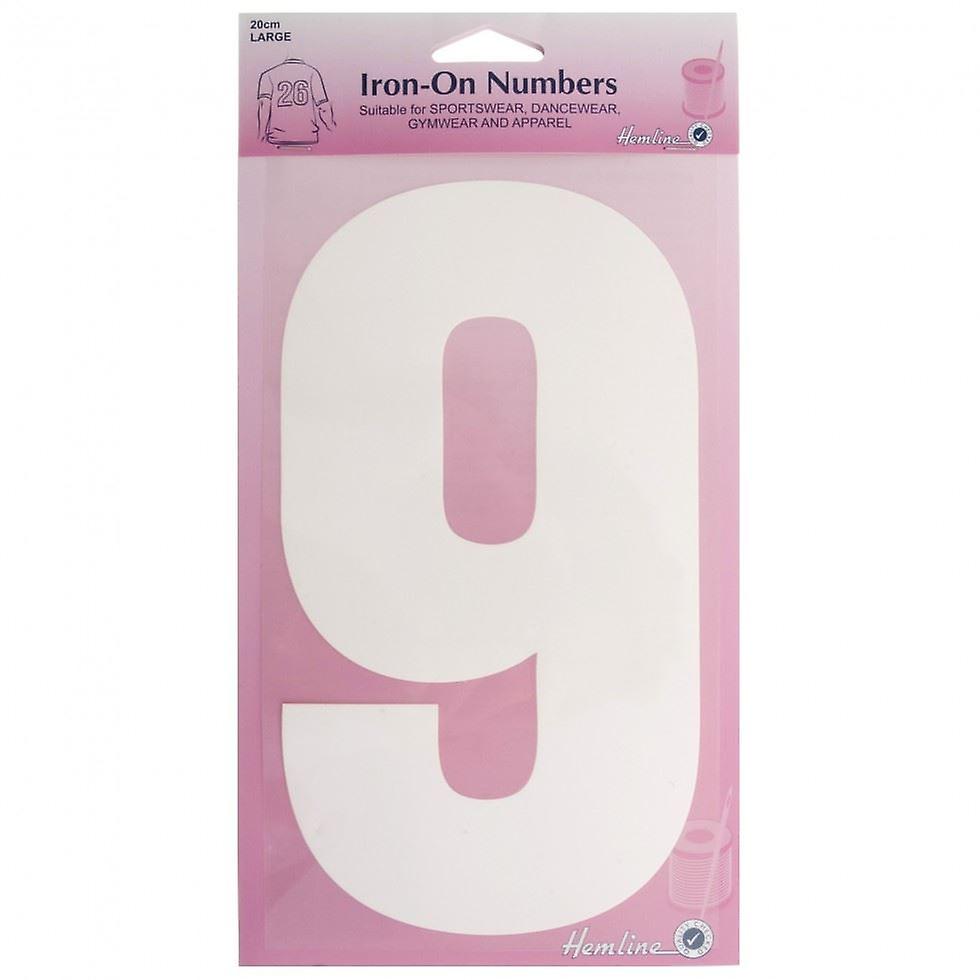 Hemline Number Patch Motif  White Number 9 - each