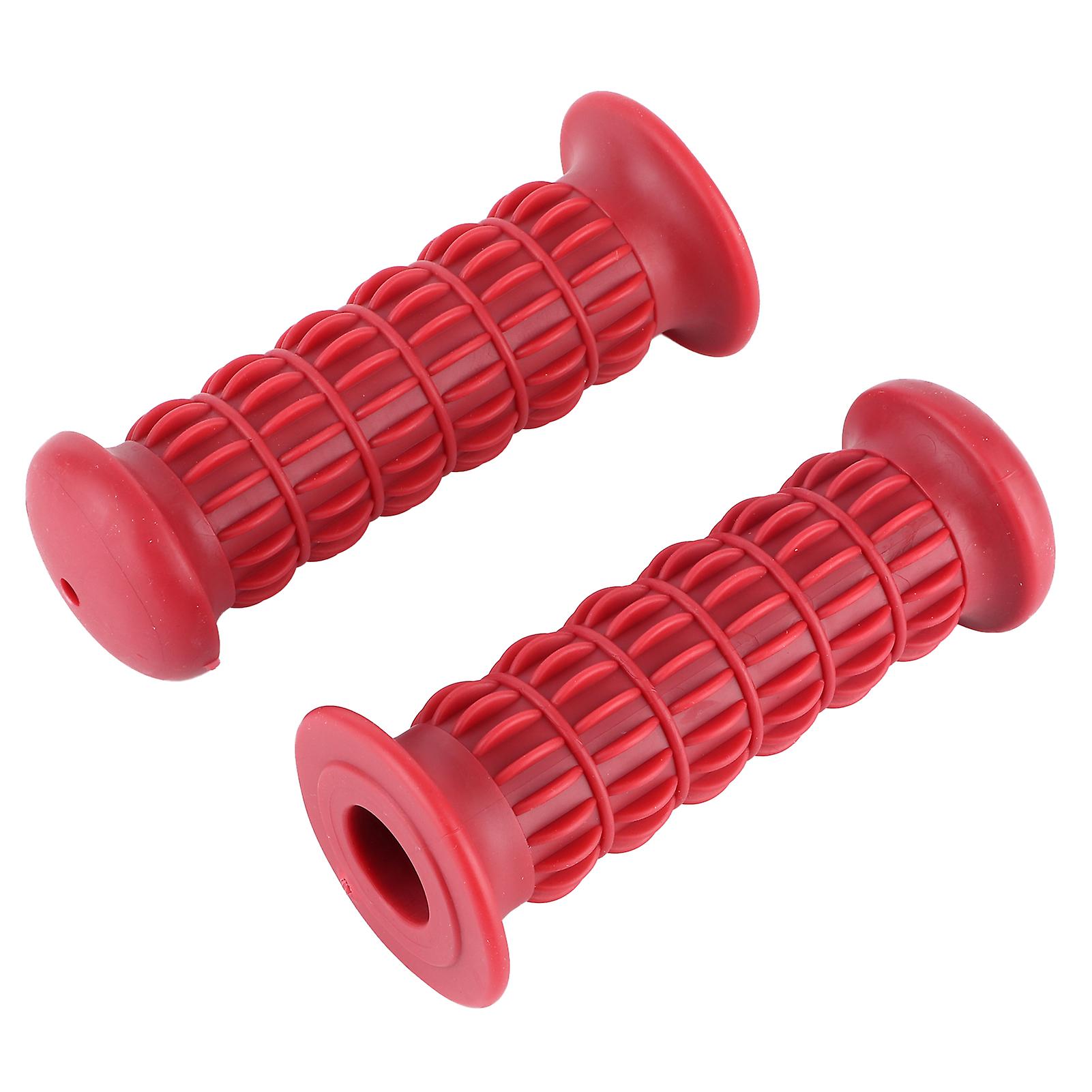 Motorcycle Universal Rubber Handlebar Grips 25-28mm Anti-Slip Durable Design Red Pair Easy Installation for Comfortable Contro