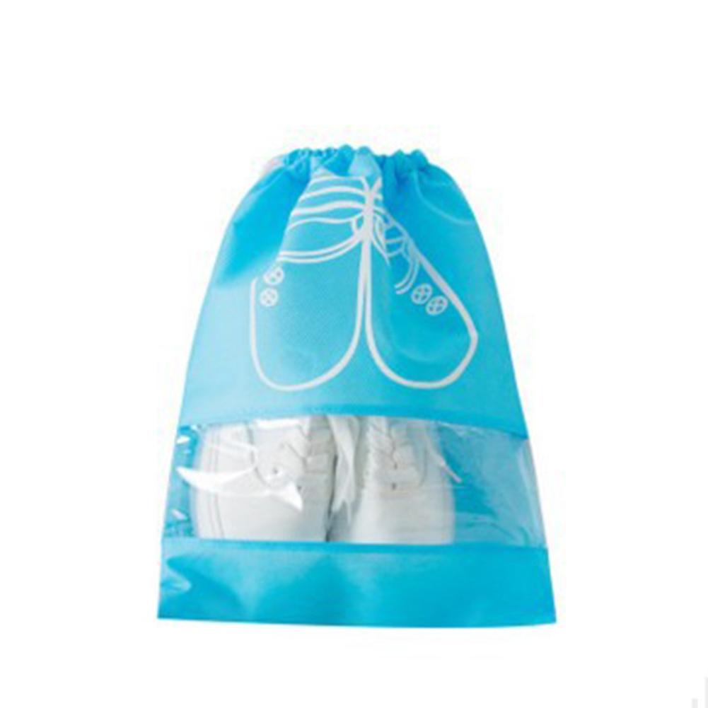 Portable Travel Shoe Bag Zip View Window Drawstring Pouch Shoes Bag