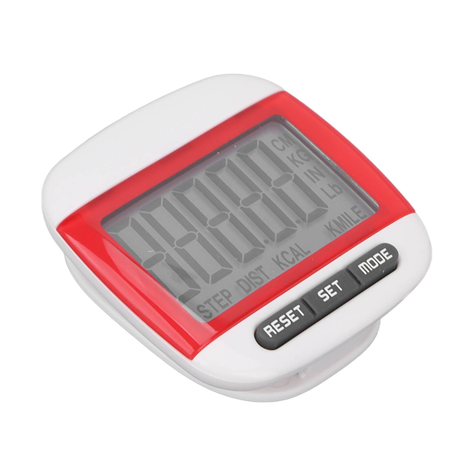 Elderly Step Counter LCD Display Clear Screen Accurate Walking Pedometer with ClipRed 