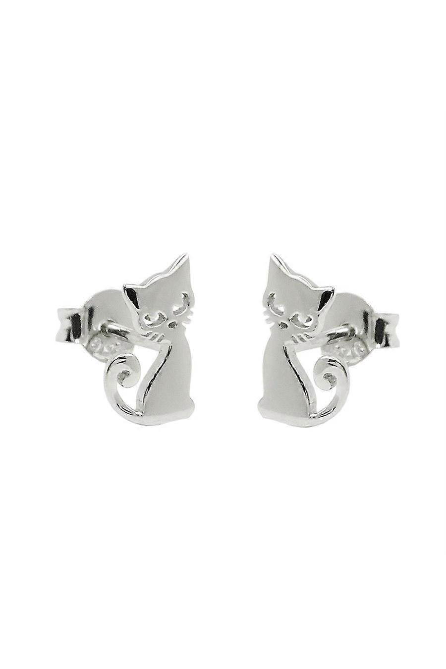 Earrings Cat Glossy Silver 925 - Gl93856