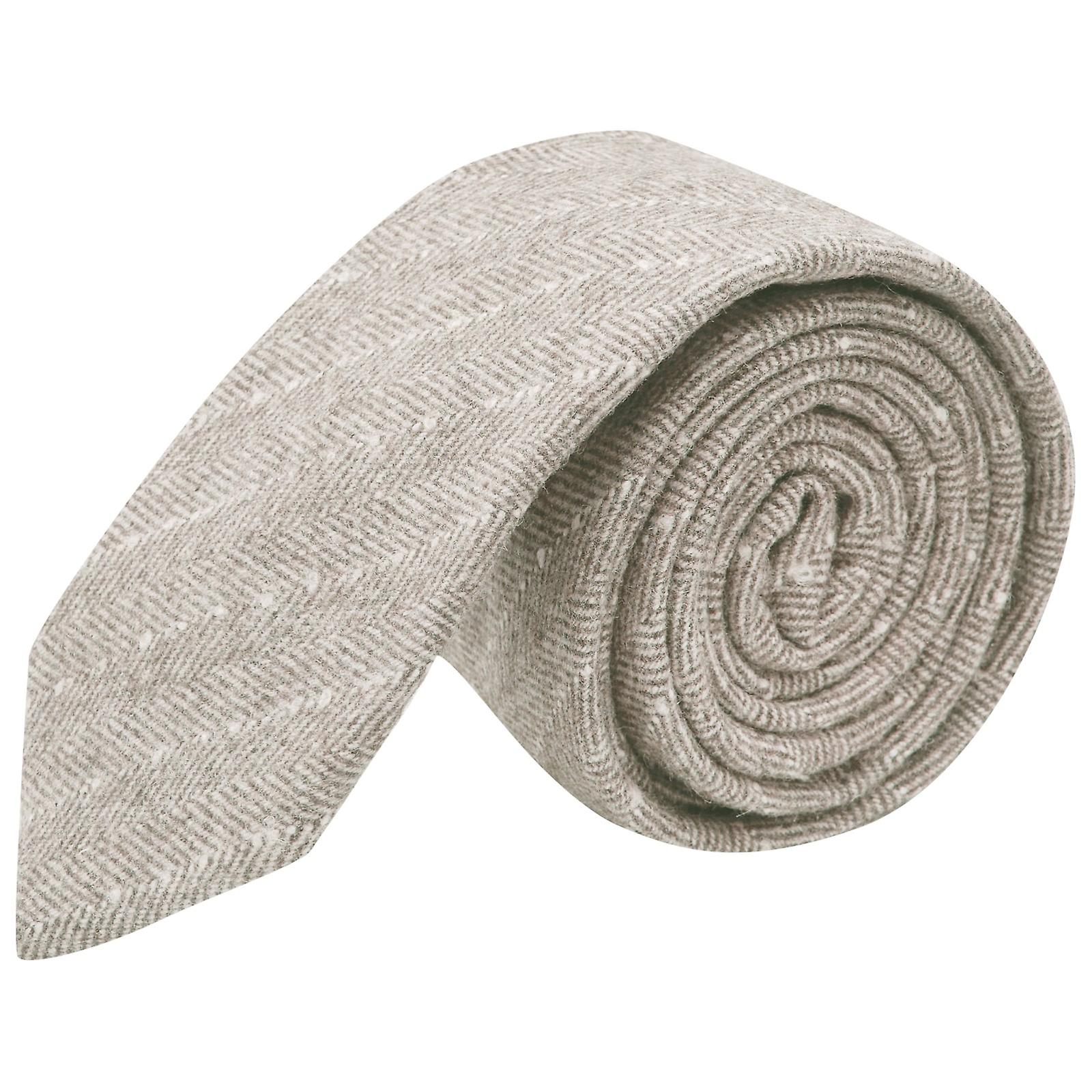 Oatmeal Herringbone with Pinstripe Tie