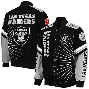Nfl Oakland Raiders Black Satin Bomber Style Graphic...