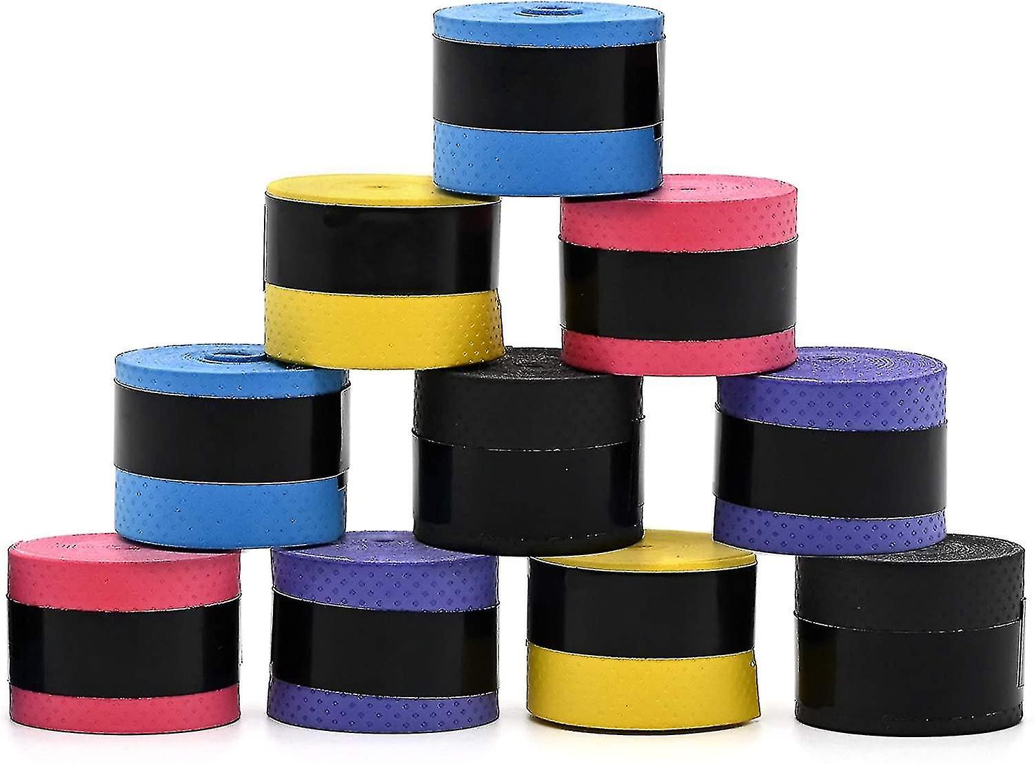 10-Pack Tennis Racket Grips with Sweat Absorption and Non-Slip Tape