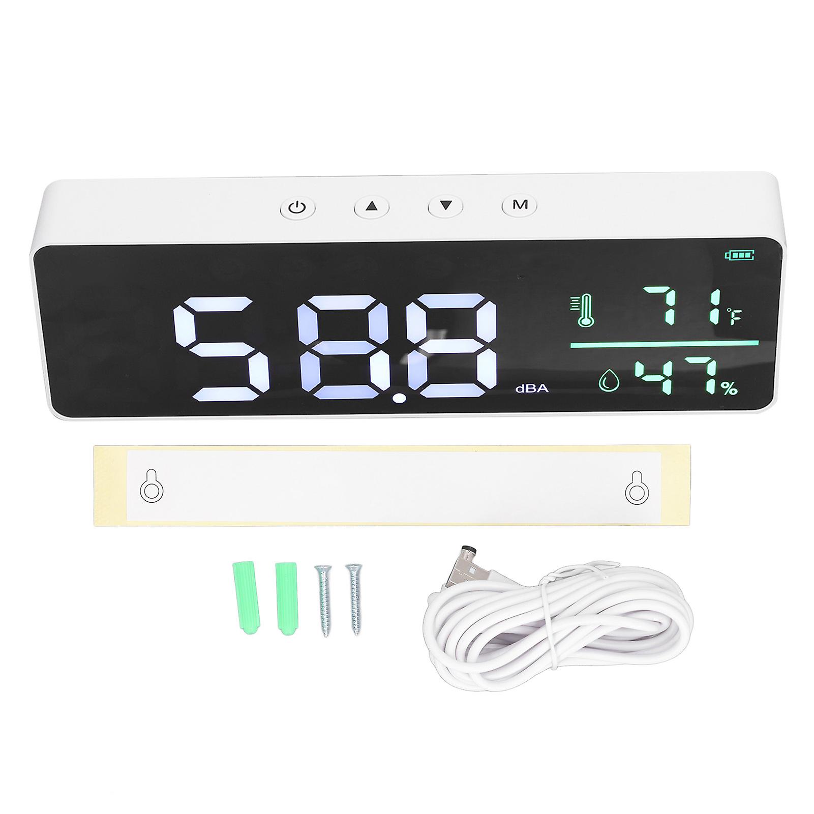 3 In 1 Decibel Meter 30 to 130dBA LED Wall Mounted Sound Level Reader Humidity and Temperature Meter