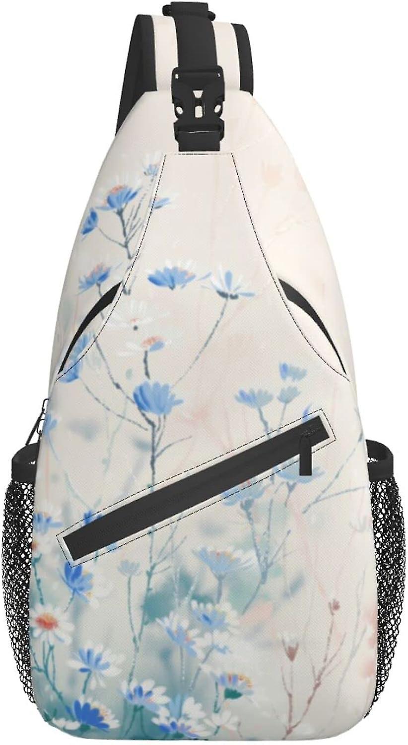 AT1133 Sling Bag Watercolor Wild Flower Spring Hiking Daypack Crossbody Shoulder Backpack Travel Chest Pack για άνδρες γυναίκες