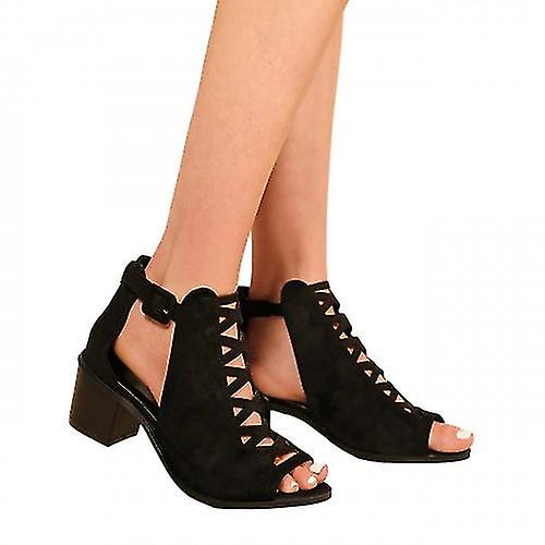 Where's That From Womens/Ladies Reydah Criss-Cross Faux Suede Block Heel Sandals