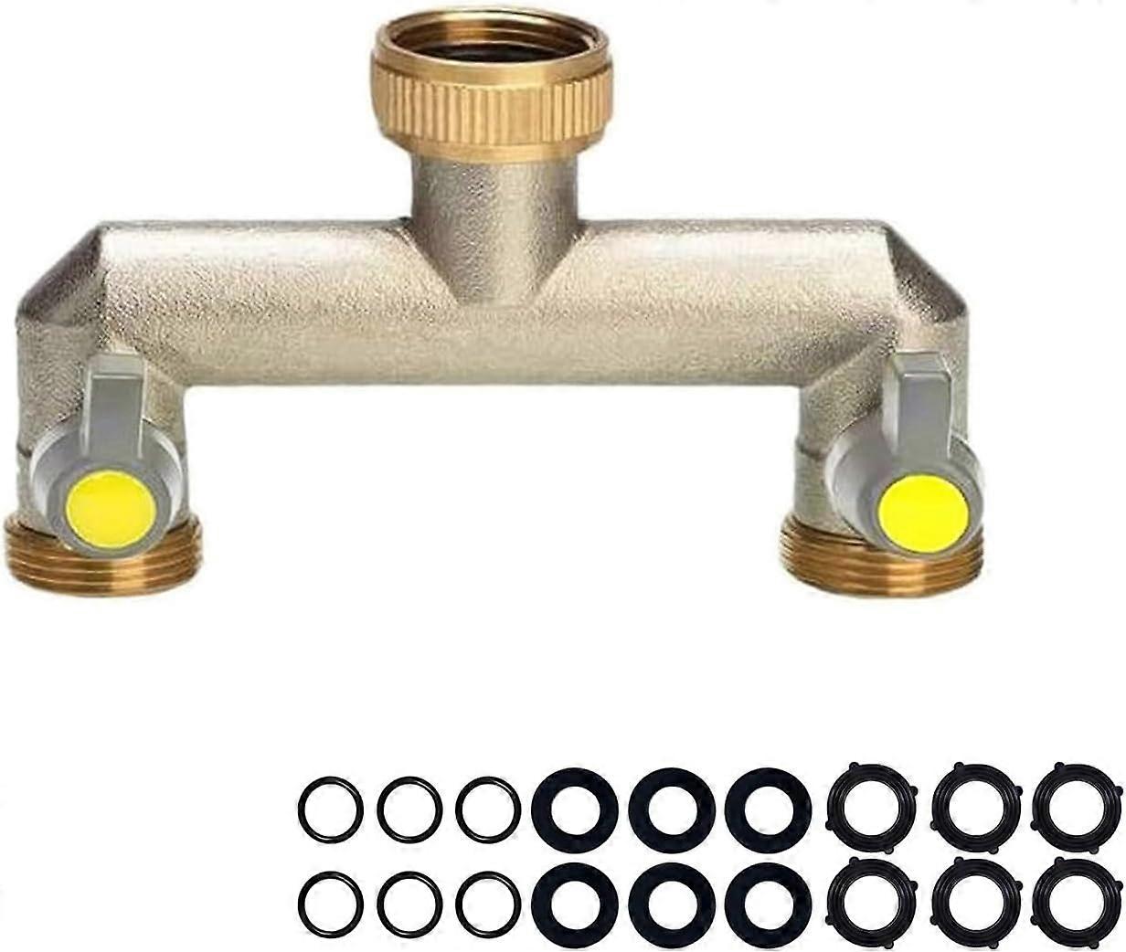 2 طريقة 3/4 "النحاس الحنفية الفاصل للحديقة في الهواء الطلق ، خارج صنبور متعدد الصنبور موصل ، المطبخ صنبور محول خرطوم الأنابيب الأنابيب الفاصل مع تشغيل / إيقاف Va