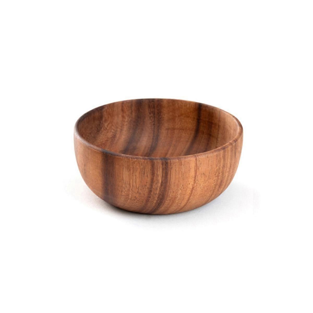 Wooden Salad Bowl Round Dessert Displays Serving Trays Fruit Food Salads Snack Soup Bowl for Home Coffee Shop C