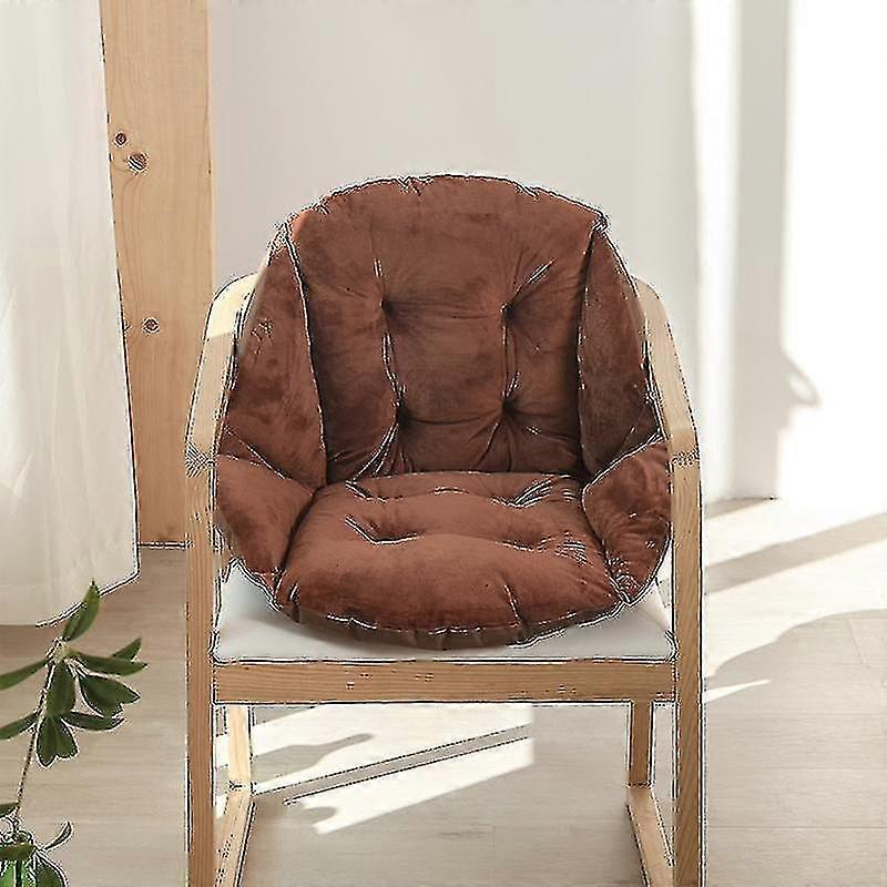 כרית כיסא עם משענת גב, מושב מעטפת, כורסת קטיפה נעימה, אלסטית ועמידה במים, לכיסא קש לגינה כסא ראטן, 40X48 ס"מ, חום