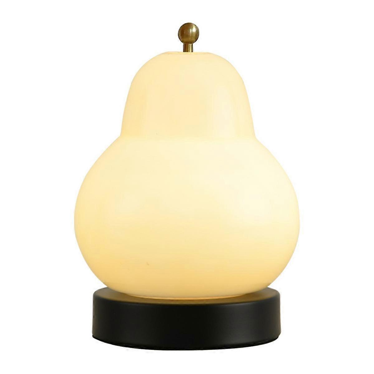 Lampe de table en verre en forme de poire, idéale pour une table de chevet, une chambre à coucher, un bureau, un salon, une veilleuse décorative, jaune lait