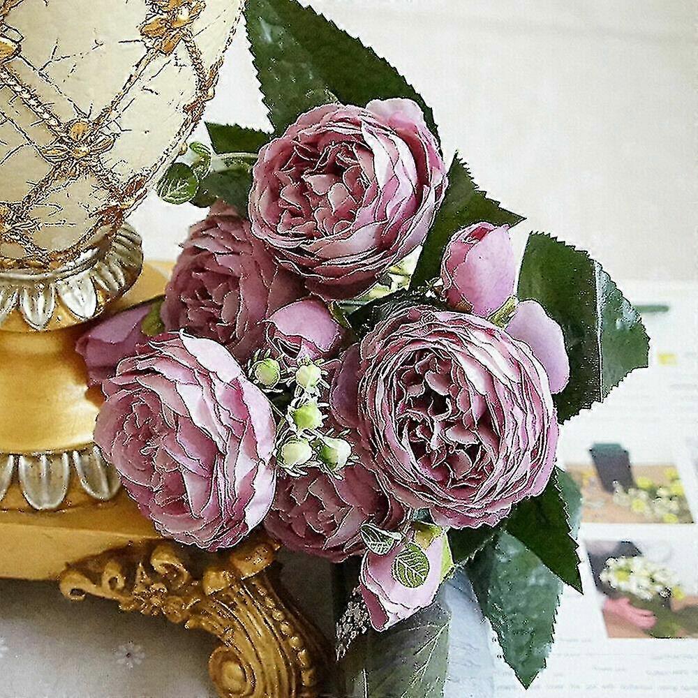 Artificial Fake Peony Silk Flowers Bouquet Vintage Party Home Decoration Tw