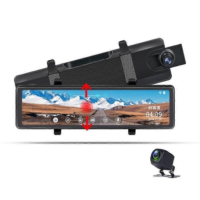 4k 12-Inch Rearview Mirror Driving Recorder Night Vision Reversing Image Touch Screen