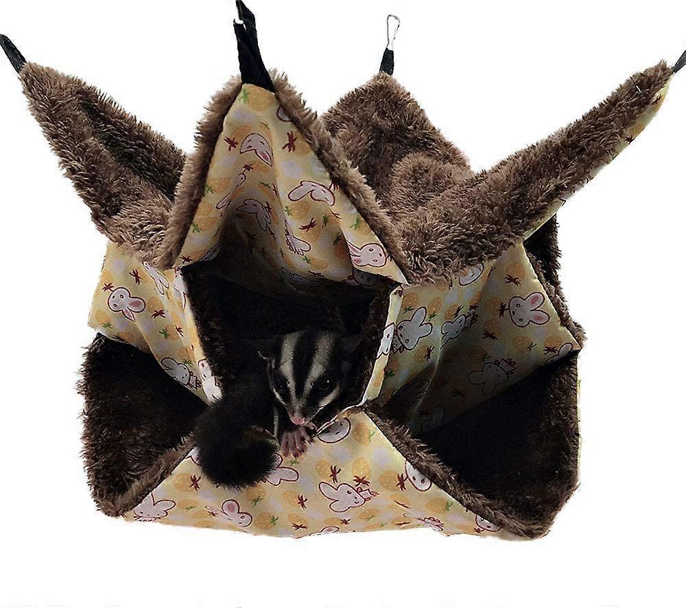 PIAO Small pet hammock, sugar hammock triple bed rat hammock, guinea pig, ferret tunnel cozy bedding accessories for small animals