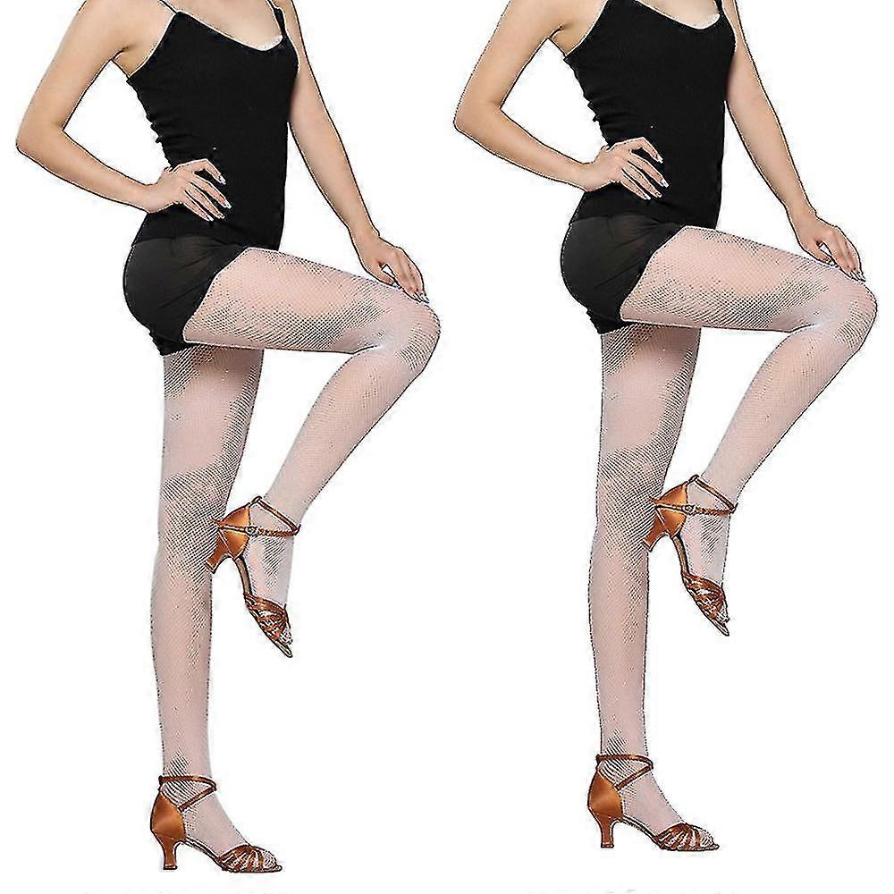 2pair Nettingstrømpebukser for kvinner Mesh Latin Strømpebukse Sklisikker Slitesterk