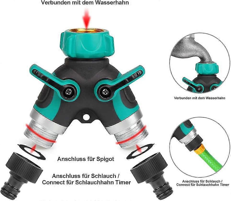 HA BIN Wasserverteiler 2fach | 3/4 Zoll Für Garten & Haus