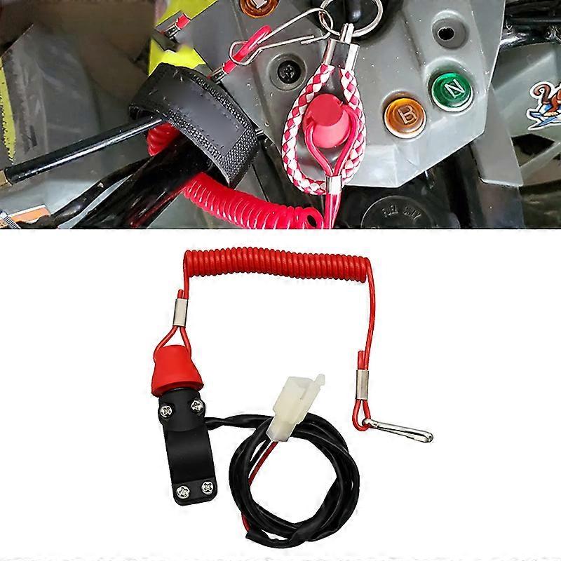 1Pc Motorcycle Kill Stop Switch & Safety Tether Cord For 22mm Handlebar Scooter Motorcycle Universal
