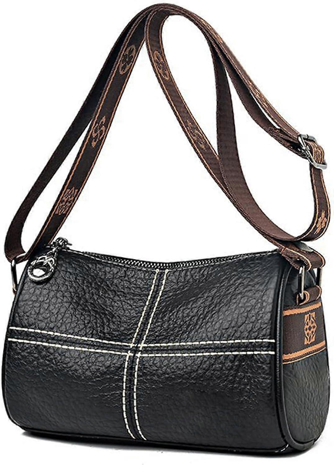 Äkta läder luffare handväska, liten crossbody axel handväskor för kvinnor
