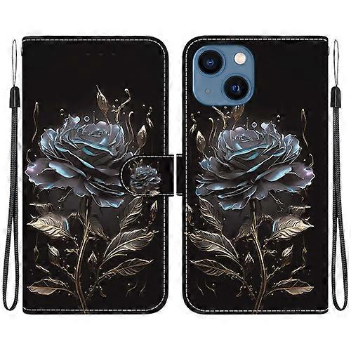 For iPhone 15 Crystal Texture Colored Drawing Leather Mobile Phone Case