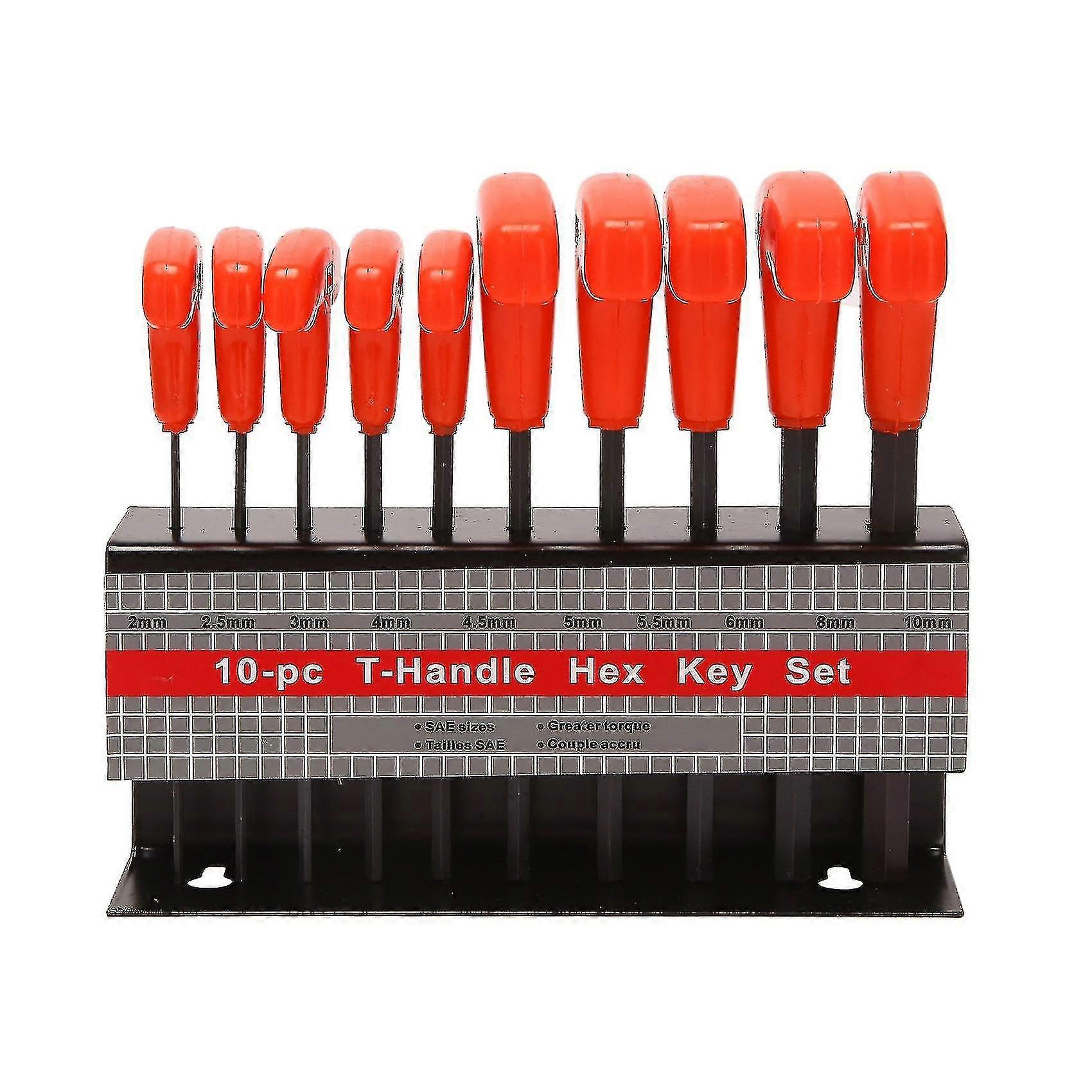 Compatible With10pc T-handle Hex Key Wrench Tool Set. Sizes 2mm-10mm. Hex Wrenchs