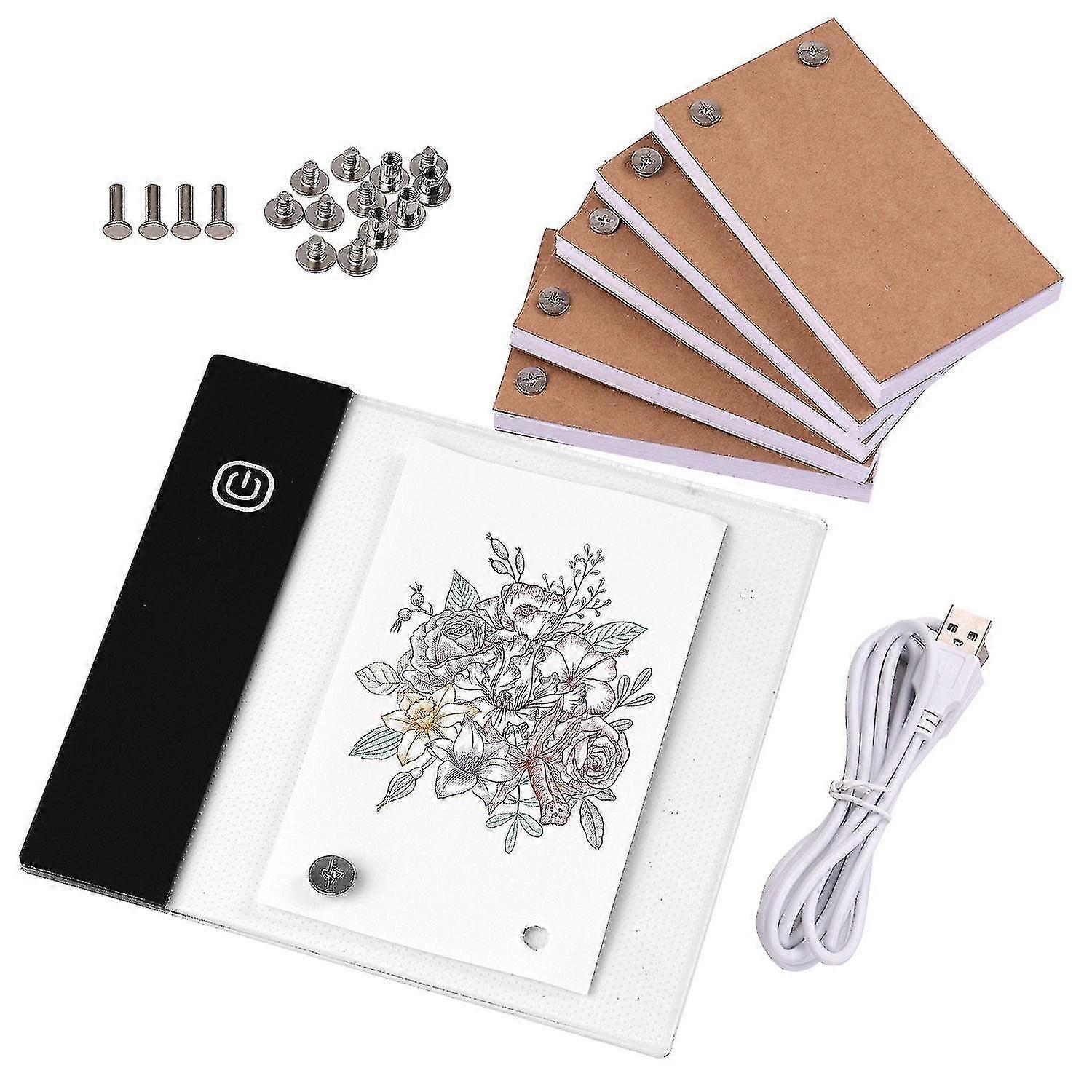 Flip Book Kit With Mini Light Pad Led Lightbox Tablet Design With Hole 300 Sheets Flipbook Paper Binding Screws