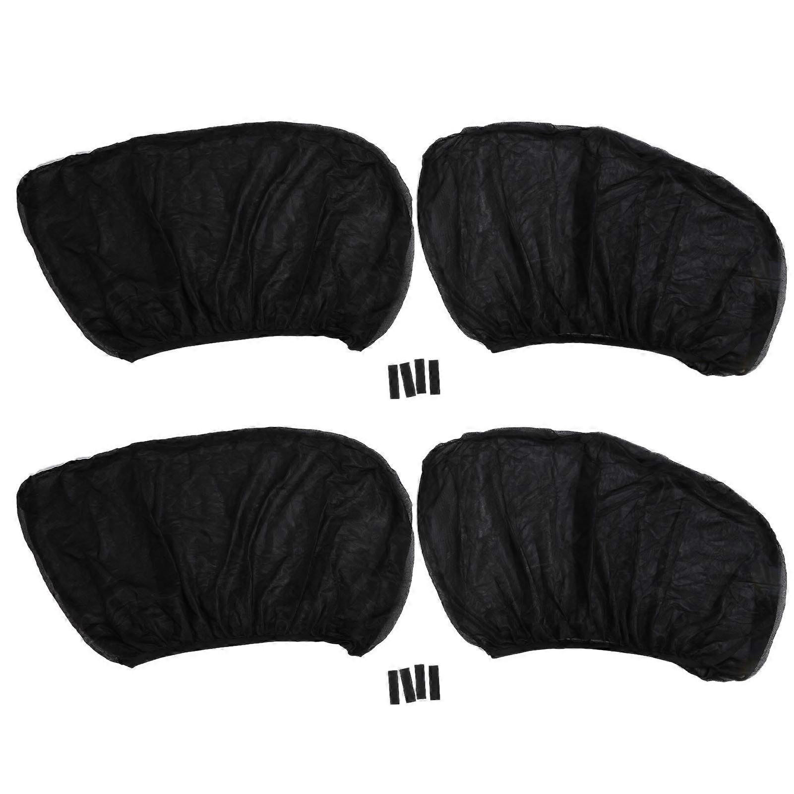 4pcs Car Window Shades Nylon Cloth Universal Breathable Side Window Sun Shade CurtainL