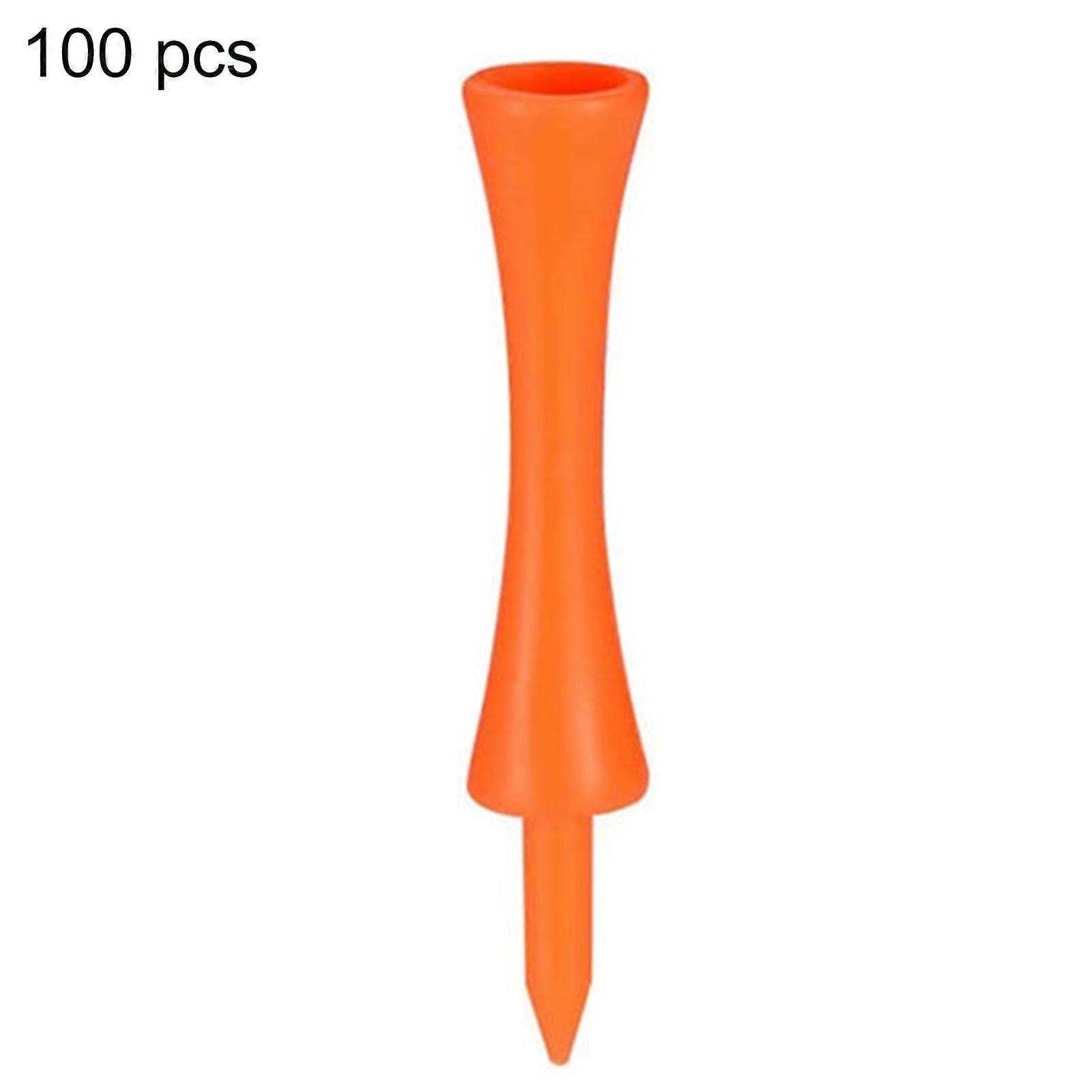 Kaesi 100Pcs/Set Plastic Golf Tees Wear-resisting Stable Creative 70mm Orange Plastic Golf Tees Sporting Devices for Home