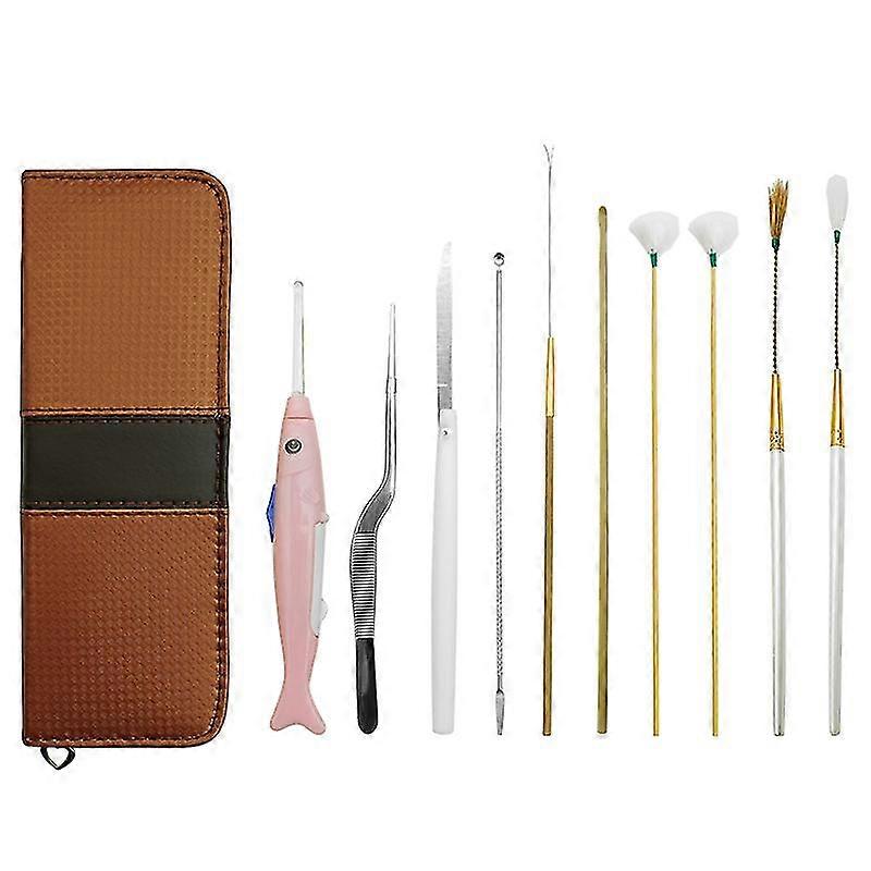 Taian Super Comfortable Traditional Ear Picking Tool Set To Dig Ears, Dig Ear Spoons, Dig Ears, Goose Feather Sticks, Ear Wax Clasps, Visible Light