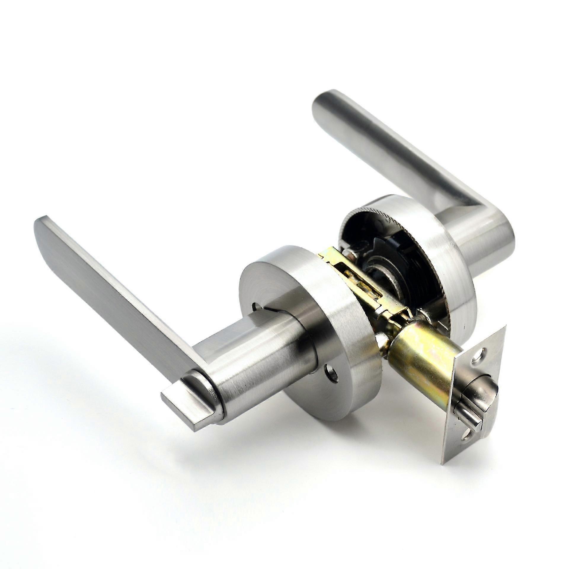 Door Handle With Lock And Key, Chrome Door Handle Set, External Door Handle Lock, Bedroom Door Lock, 1 Pack