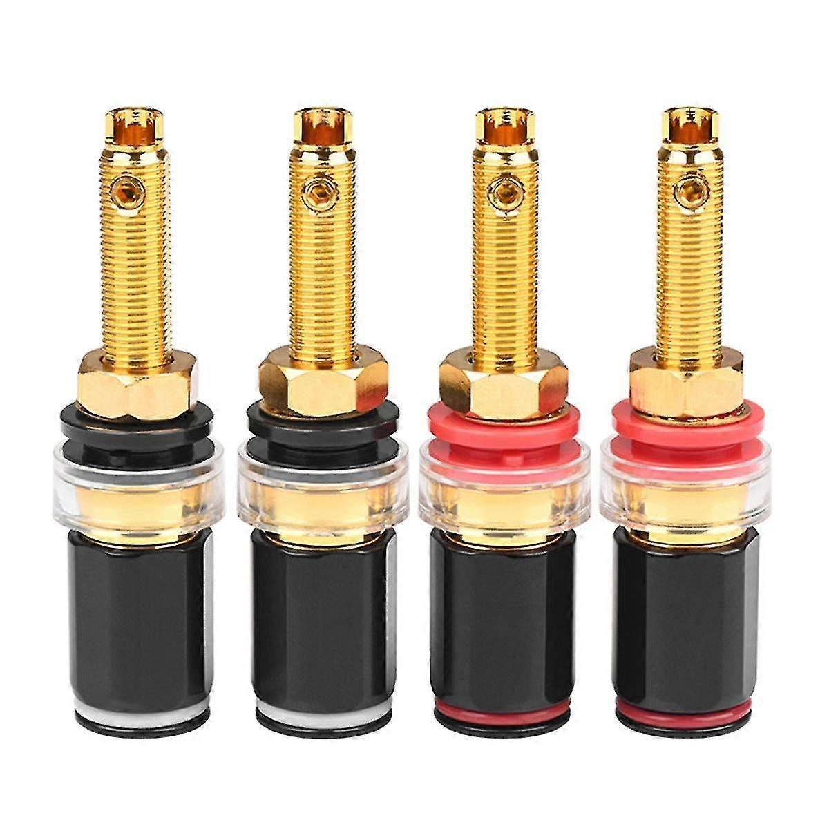 4pcs Hifiスピーカー端子バインディングポスト純銅金メッキアンプコネクタ(メスバナ用)