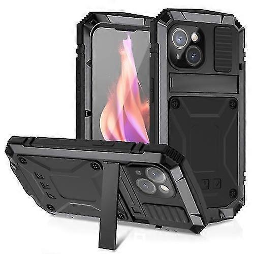 Compatible with Iphone 15 R-just Shockproof Life Waterproof Dust-proof Metal + Silicone Mobile Phone Case With Holder