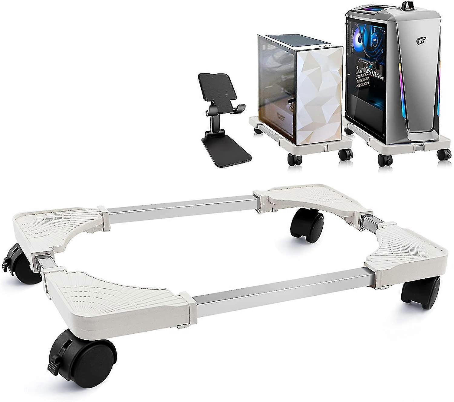 Computer Stand, Adjustable Mobile Cpu Stand With Rolling Caster Wheels