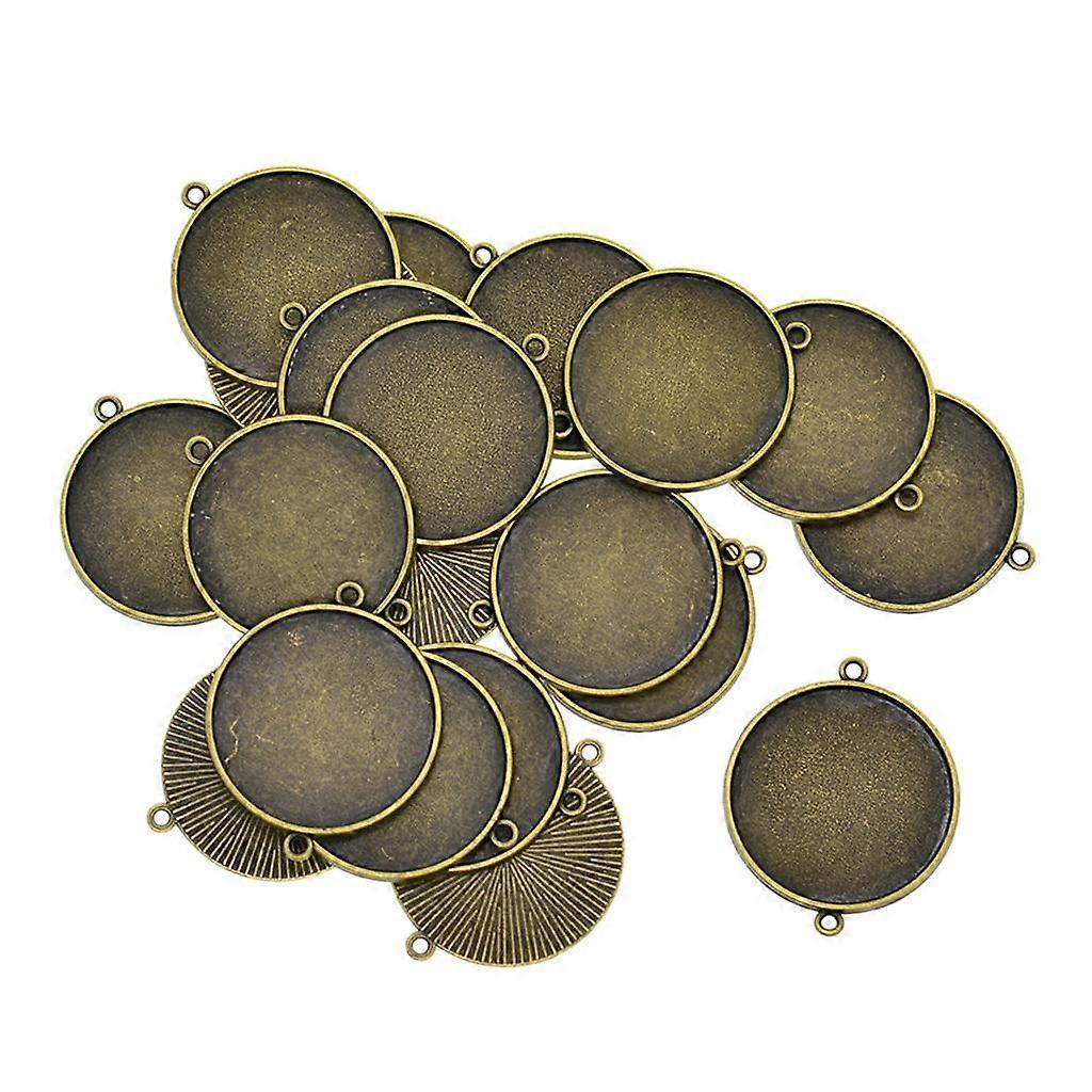 20pcs Tibetan Silver Round Pendant Blank Cabochon Base Setting Trays 30mm