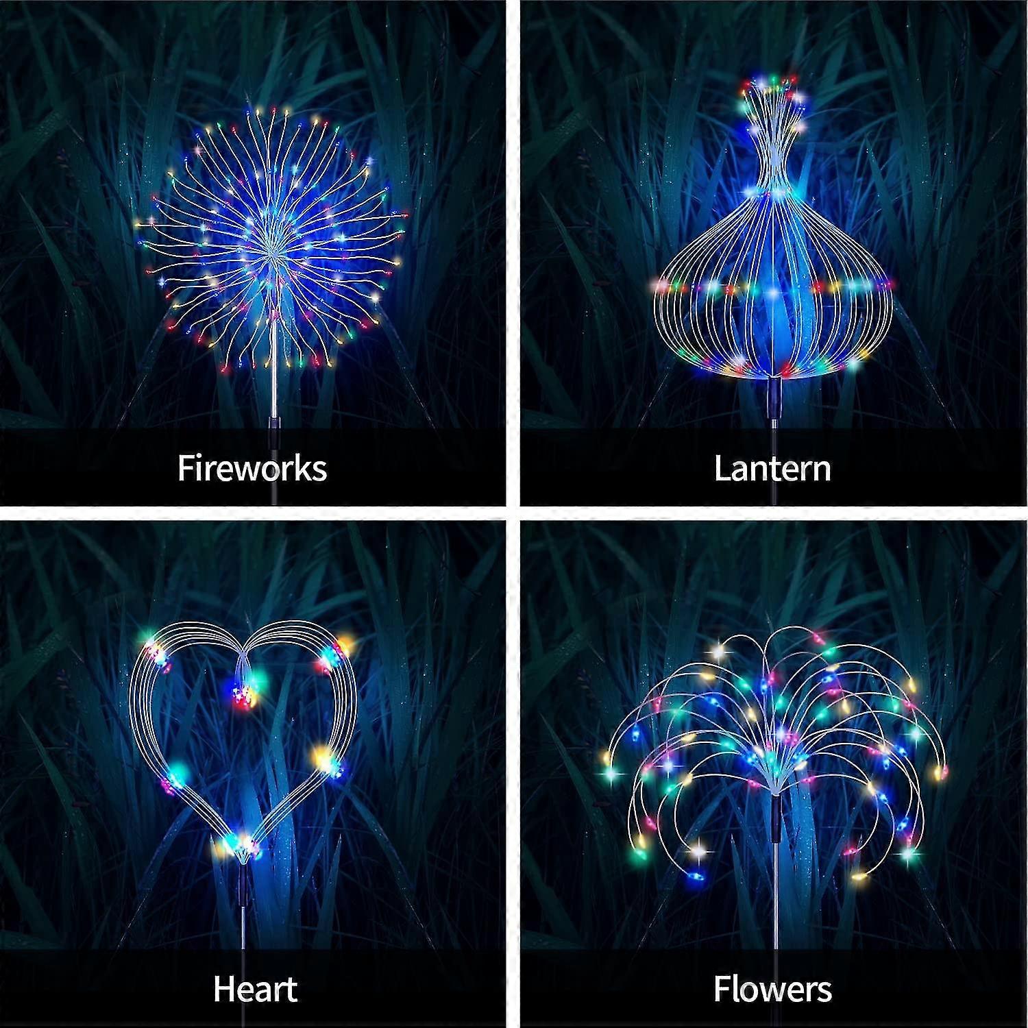 Solar Garden Lights, Firework Lights, 5 Pack (kolorowe) Y