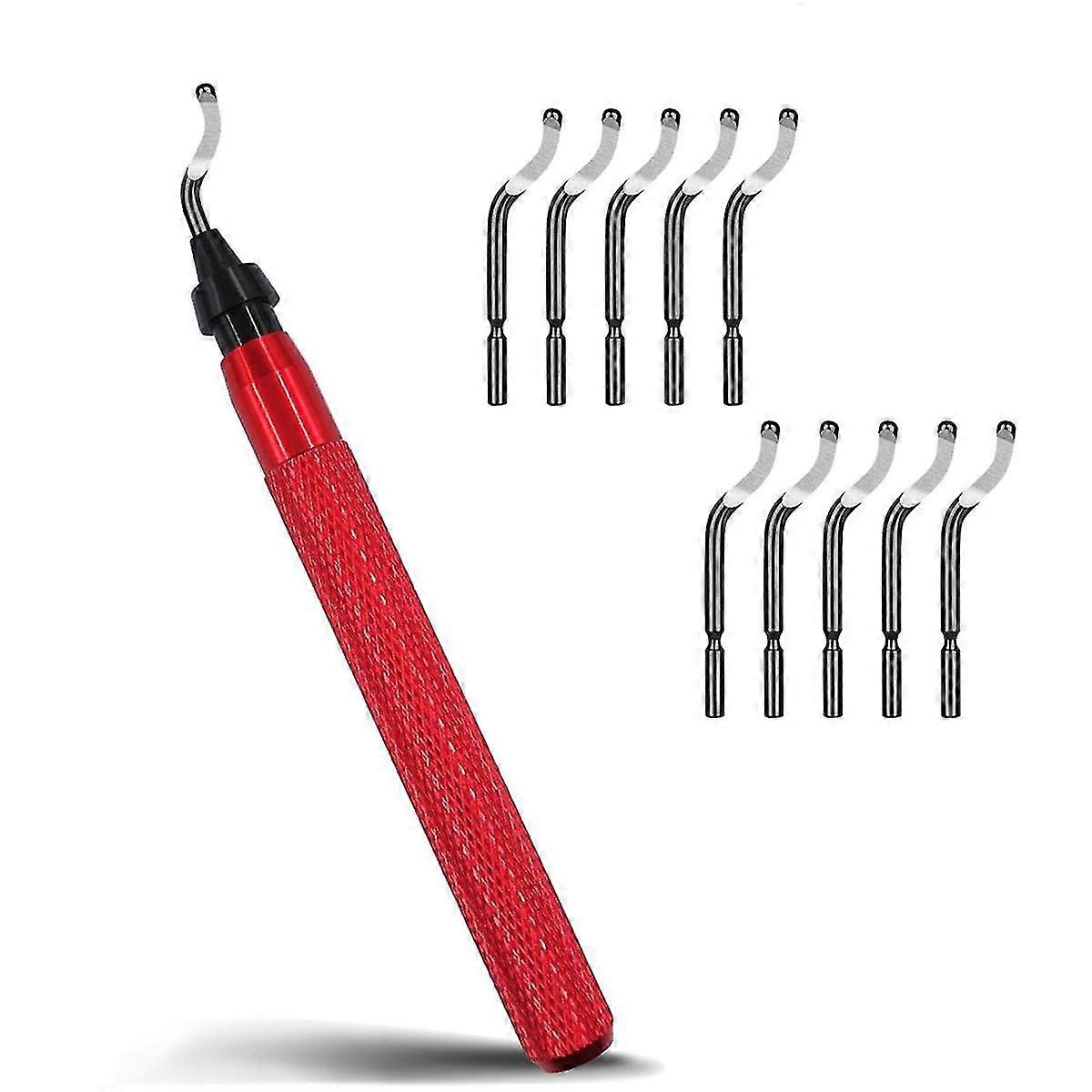 Deburring Tool Set with 11Pcs M2 High-Speed Steel Burr Removal Replacement Blades BS1010 for 3D Printed Edges, Metal,A