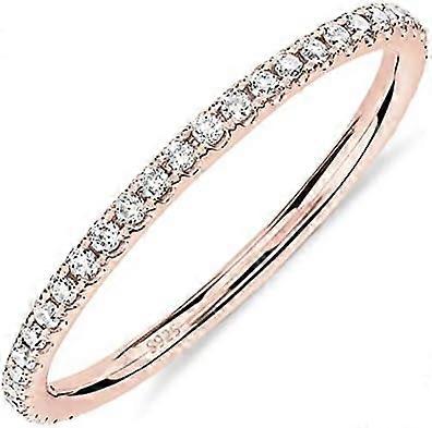 14K Gold Plated Solid 925 Sterling Silver CZ Simulated Diamond Stackable Ring Eternity Bands for Women
