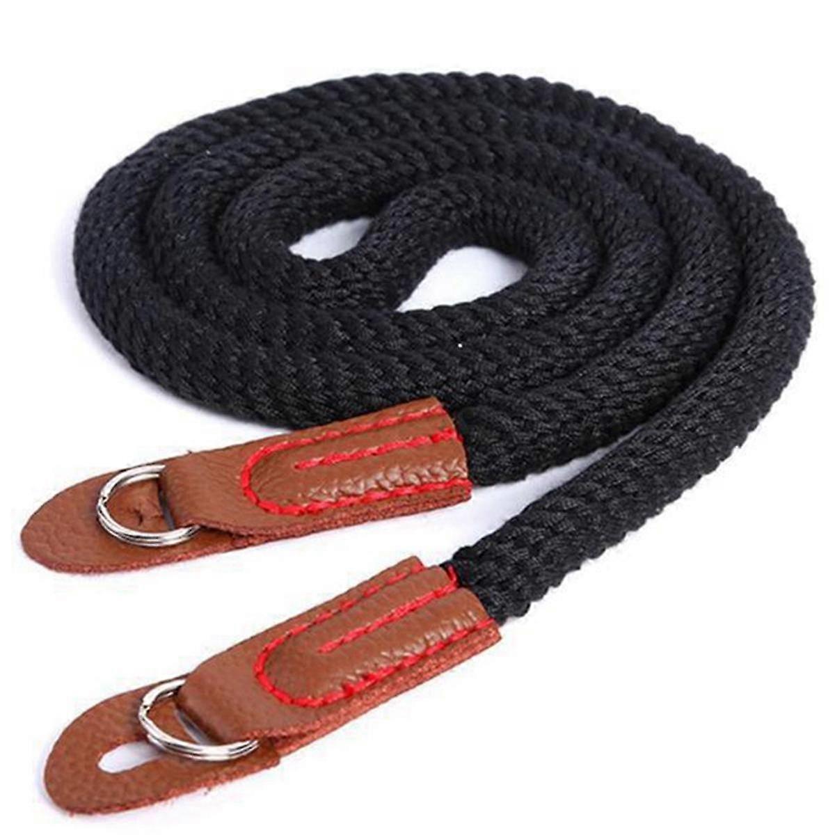 Artistic Simple Cotton Mirrorless Camera Backpack Mirrorless Camera Round Hole Camera Strap Black