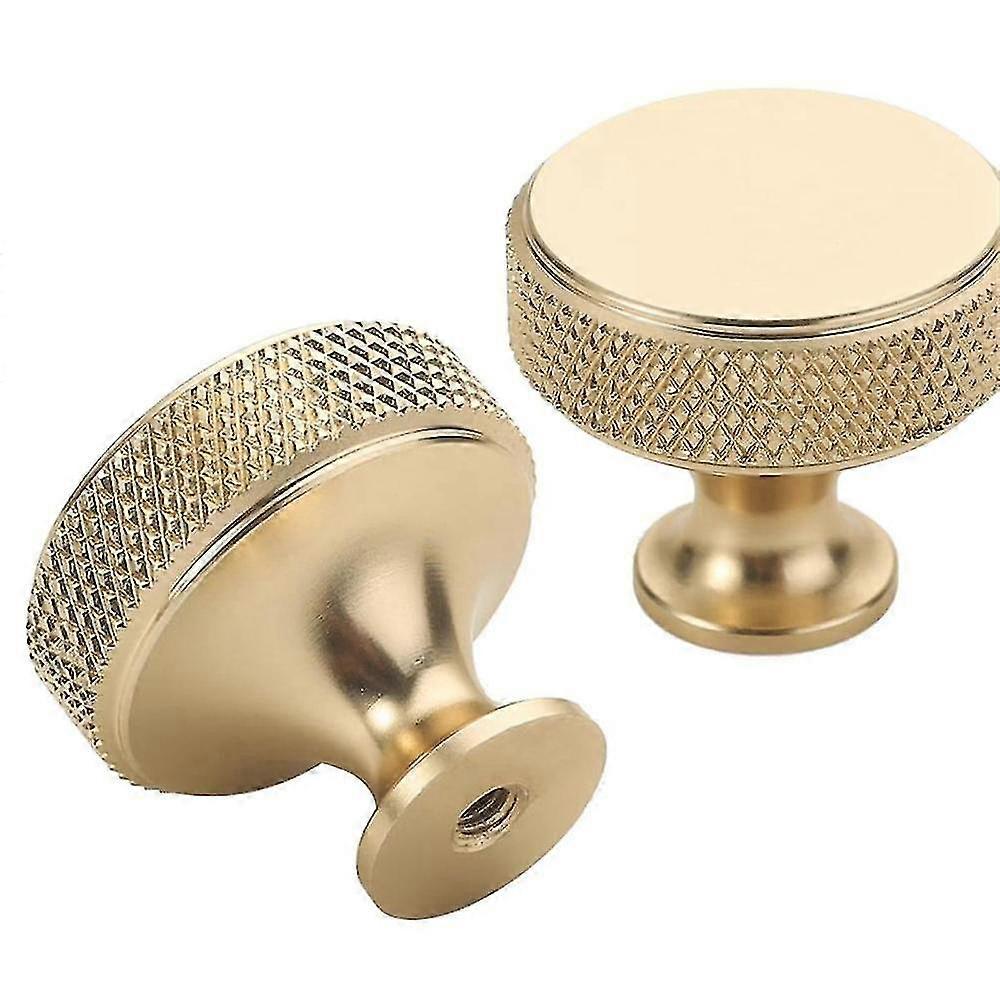 10 Pack 1.2 Inch Brushed Gold Cabinet Knobs Knurled Kitchen Cabinet Knobs Gold Drawer Knobs Round Dresser Knobs