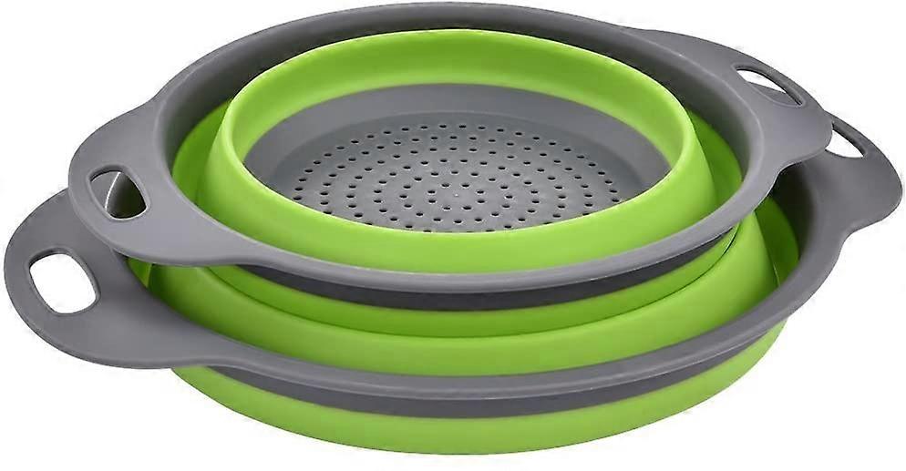 2Pcs Colander Set Kitchen Foldable Silicone Filter 2 Sizes