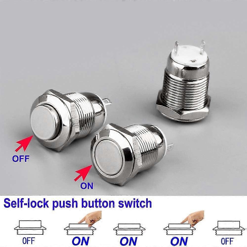 4pcs Momentary Push Button Waterproof Stainless Steel Push Button On ...