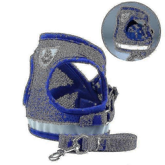 Adjustable Polyester Mesh Reflective Vest Lead Leash For Pet Dog, Size:m(blue)